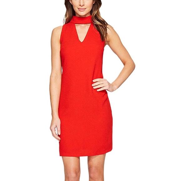 NWT London Times Womens Sleeveless Shift Choker Neckline Red Dress.  Size 10. - Picture 1 of 11